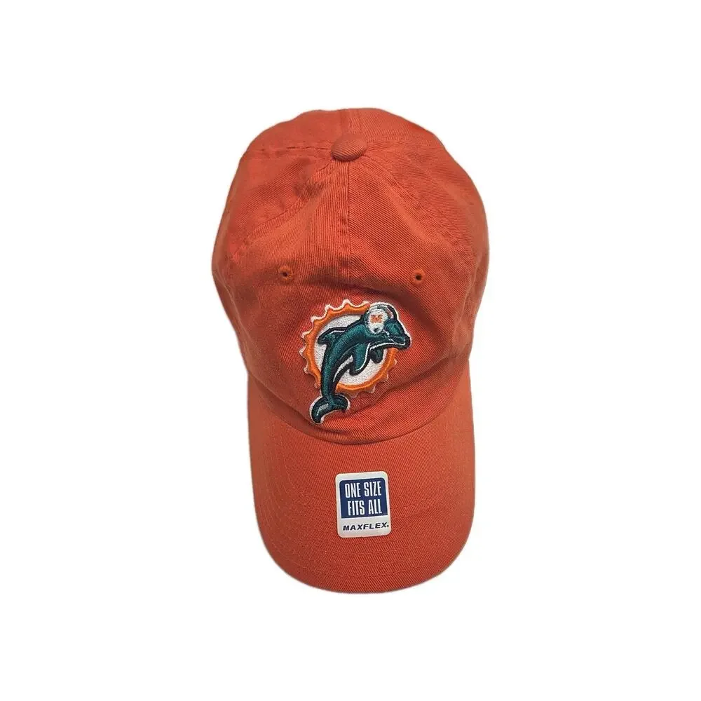 NFL Miami Dolphins Fitted Hat Unisex OS Orange Embroidered Maxflex Hat Football